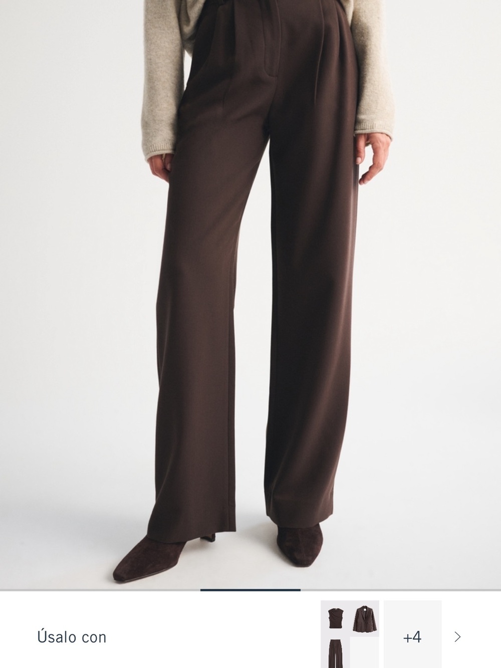 Abercrombie and Fitch Sloan Wide-Leg High-Waist Chocolate Brown Trousers - Picture 3 of 7